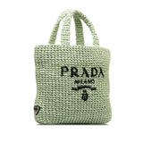 Small Raffia Logo Tote Bag Green - Lab Luxury Resale