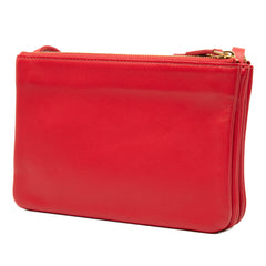 Small Lambskin Trio Crossbody Red - Lab Luxury Resale