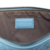 Small Nappa Intrecciato Zip Pouch Blue - Lab Luxury Resale