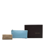 Bottega Veneta Small Nappa Intrecciato Zip Pouch Blue