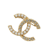 Pre-Owned Chanel Gold Plated CC Faux Pearl Rhinestone Brooch