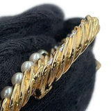 Gold Plated CC Faux Pearl Rhinestone Brooch Gold - Lab Luxury Resale