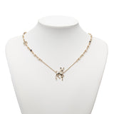 Pre-Owned Chanel CC Gold Plated Rhinestone Deer Pendant Necklace Gold