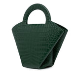 Crocodile Embossed Doll Top Handle Bag Green - Lab Luxury Resale