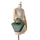 Bottega Veneta Crocodile Embossed Doll Top Handle Bag Green