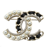 CC Gold Plated Faux Pearl and Rhinestones Brooch Gold - Lab Luxury Resale