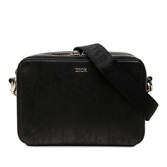 Oblique Perforated Calfskin Galaxy Pouch with Strap Black - Lab Luxury Resale