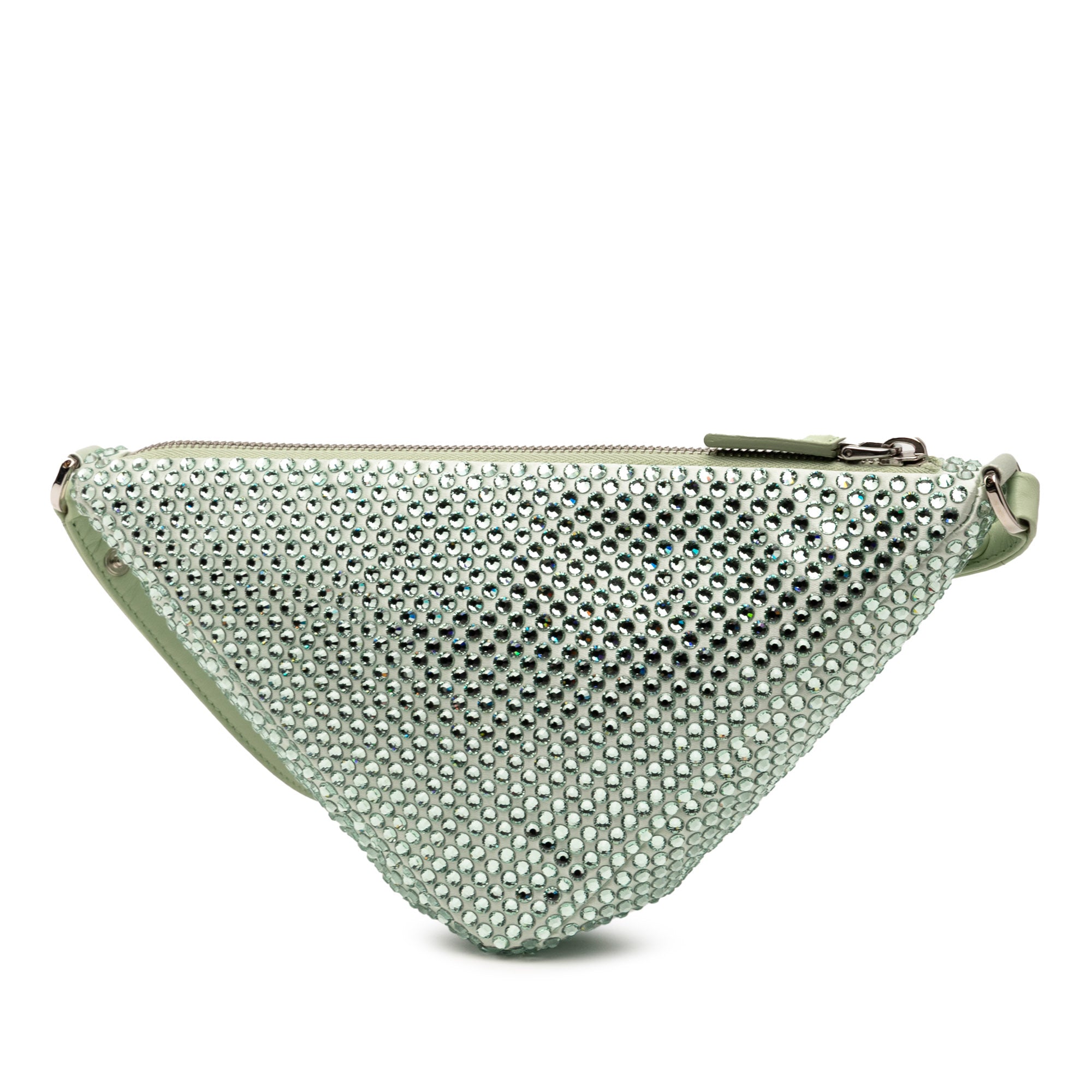 Satin Crystal Embellished Triangle Pouch Green - Lab Luxury Resale