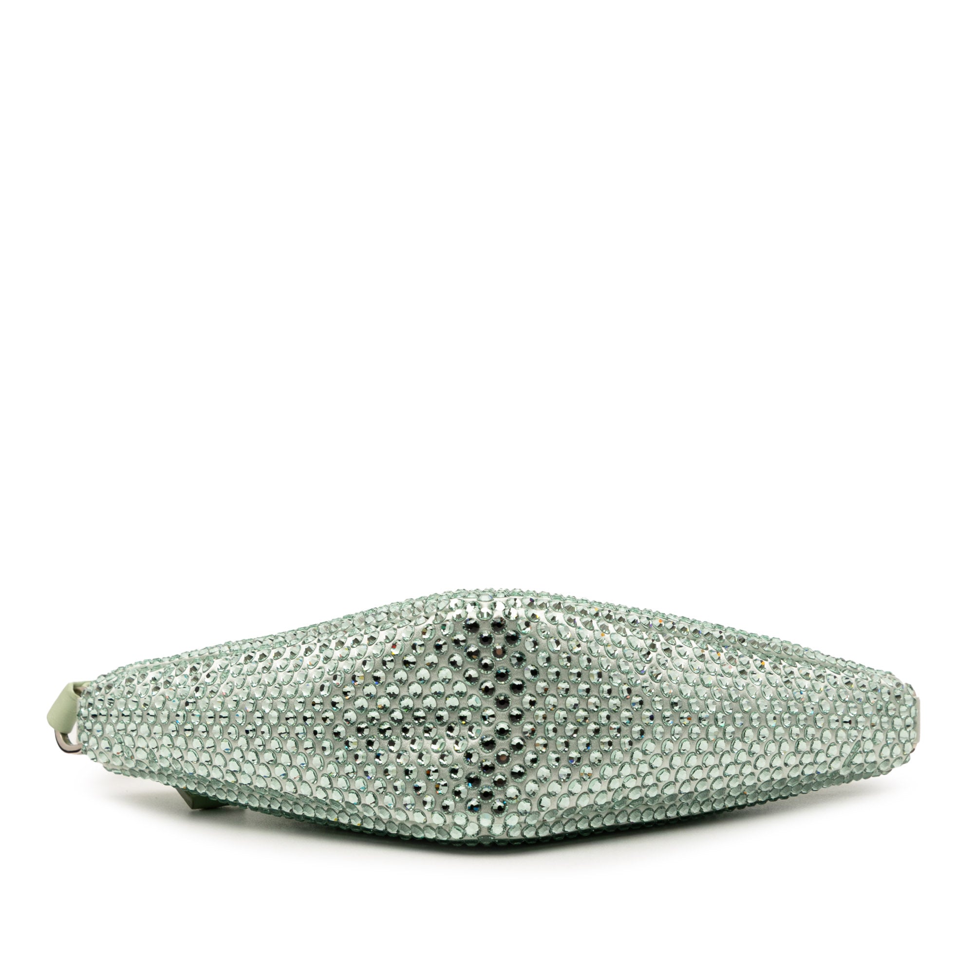 Satin Crystal Embellished Triangle Pouch Green - Lab Luxury Resale