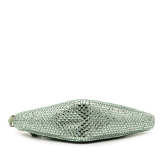 Satin Crystal Embellished Triangle Pouch Green - Lab Luxury Resale