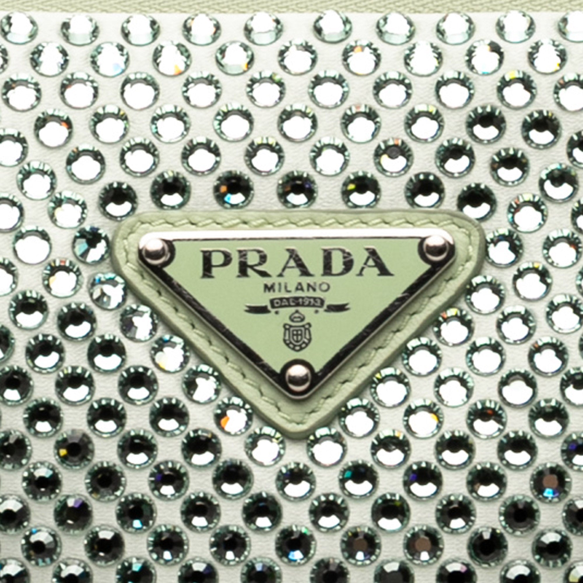 Satin Crystal Embellished Triangle Pouch Green - Lab Luxury Resale