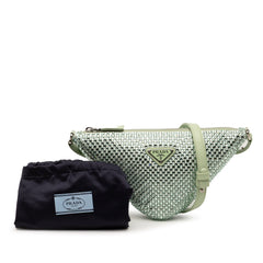 Satin Crystal Embellished Triangle Pouch Green - Lab Luxury Resale