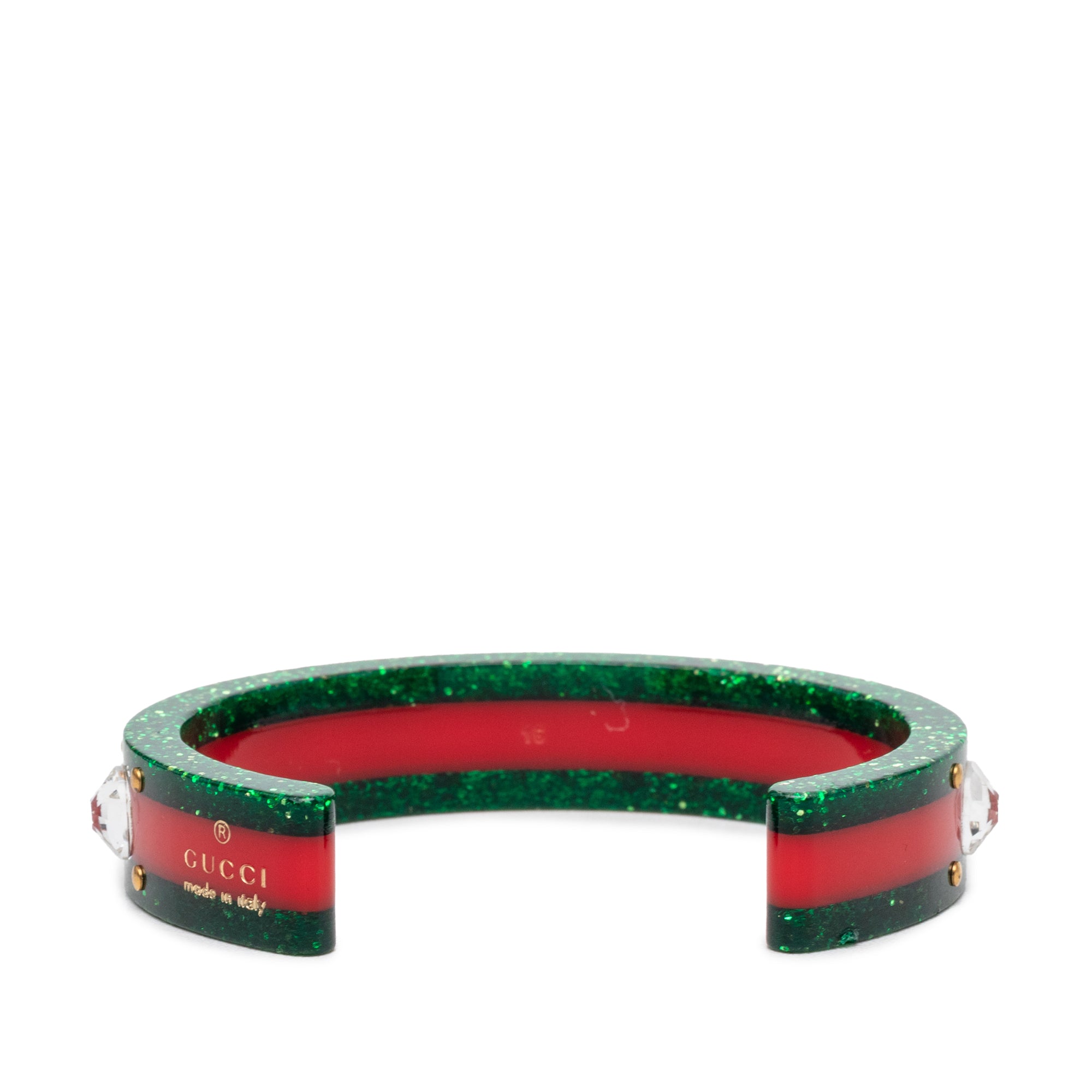 Resin and Strass Web Bee Cuff Bracelet Green - Lab Luxury Resale