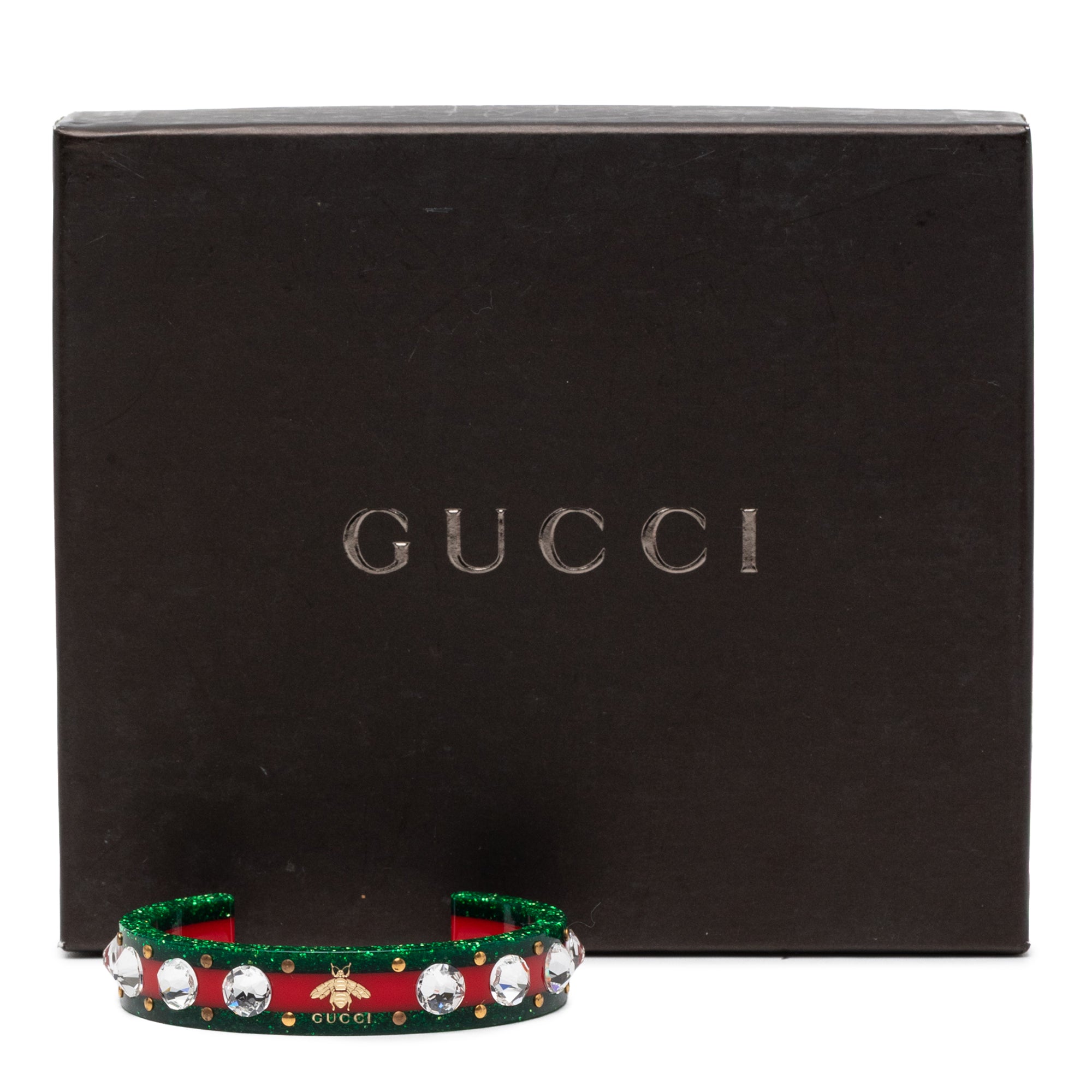 Resin and Strass Web Bee Cuff Bracelet Green - Lab Luxury Resale