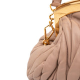 Matelasse Nappa Kiss Lock Clutch on Strap Brown - Lab Luxury Resale