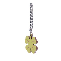 Sterling Silver and Chevre Lucky Four Leaf Clover Bag Charm Green - Lab Luxury Resale