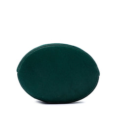 Small Bottega Veneta pony hair drop bucket bag in vibrant green, featuring a sleek design and stylish shoulder strap.
