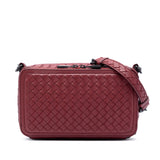 Nappa Intrecciato Double Zip Shoulder Bag Red - Lab Luxury Resale