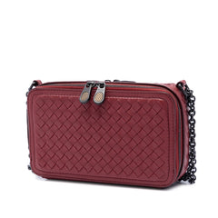 Bottega Veneta Nappa Intrecciato Double Zip Shoulder Bag featuring woven leather design and dual zipper closures.