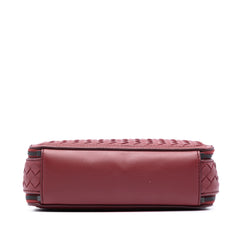 Bottega Veneta Nappa Intrecciato Double Zip Shoulder Bag with woven leather design and silver hardware.