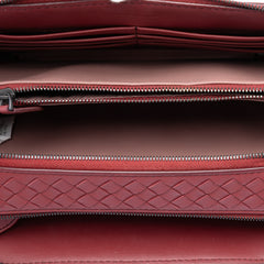 Bottega Veneta Nappa Intrecciato Double Zip Shoulder Bag with woven leather design and dual zipper closures.