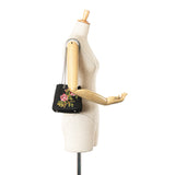 Baby Embroidered Wool Emmanuelle Bucket Bag Black - Lab Luxury Resale