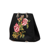 Baby Embroidered Wool Emmanuelle Bucket Bag Black - Lab Luxury Resale