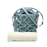 Anagram Inflated Cutout Rubber and Canvas Pocket Bucket Bag Blue - Lab Luxury Resale