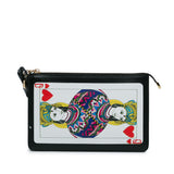 Printed Calfskin Playing Card Wristlet Clutch Black - Lab Luxury Resale