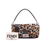 Leopard Print Calf Hair Baguette Satchel Brown - Lab Luxury Resale