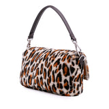 Leopard Print Calf Hair Baguette Satchel Brown - Lab Luxury Resale