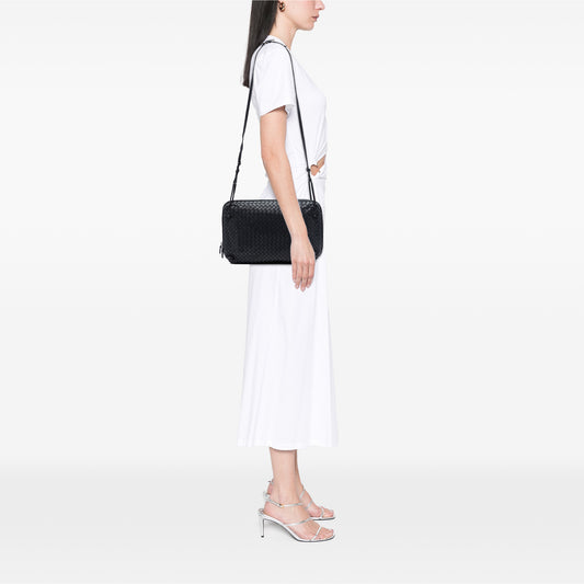 Large Nappa Intrecciato Nodini Crossbody Black - Lab Luxury Resale
