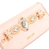 Goatskin Madras Crystal Studded Clutch Pink - Lab Luxury Resale