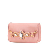 Goatskin Madras Crystal Studded Clutch Pink - Lab Luxury Resale