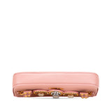 Goatskin Madras Crystal Studded Clutch Pink - Lab Luxury Resale