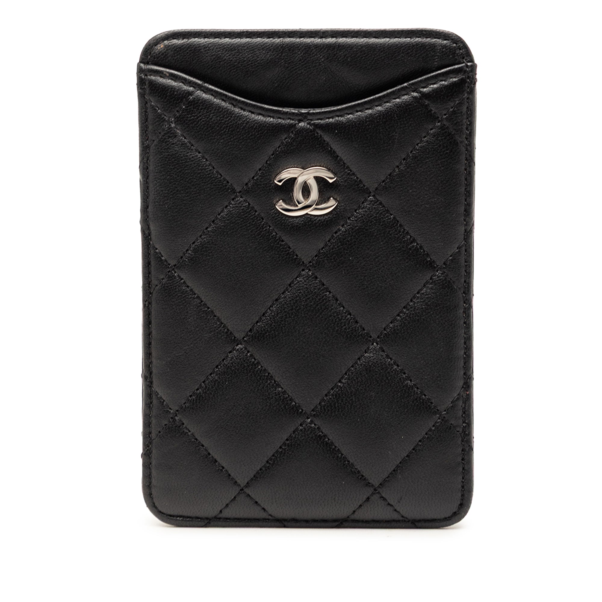 CC Quilted Lambskin Card Holder Black - Lab Luxury Resale