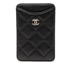 CC Quilted Lambskin Card Holder Black - Lab Luxury Resale