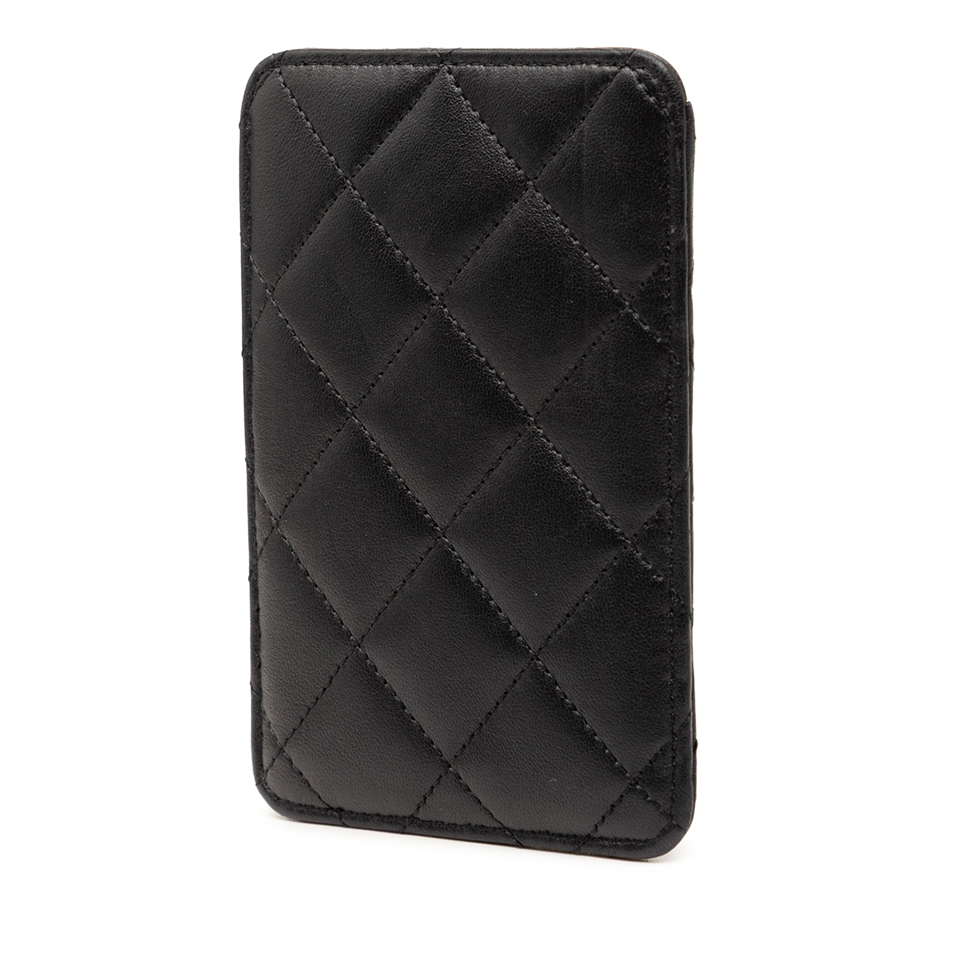 CC Quilted Lambskin Card Holder Black - Lab Luxury Resale