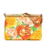 Medium Silk Floral Print Sac Charniere Bag Yellow - Lab Luxury Resale