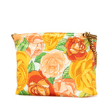 Medium Silk Floral Print Sac Charniere Bag Yellow - Lab Luxury Resale