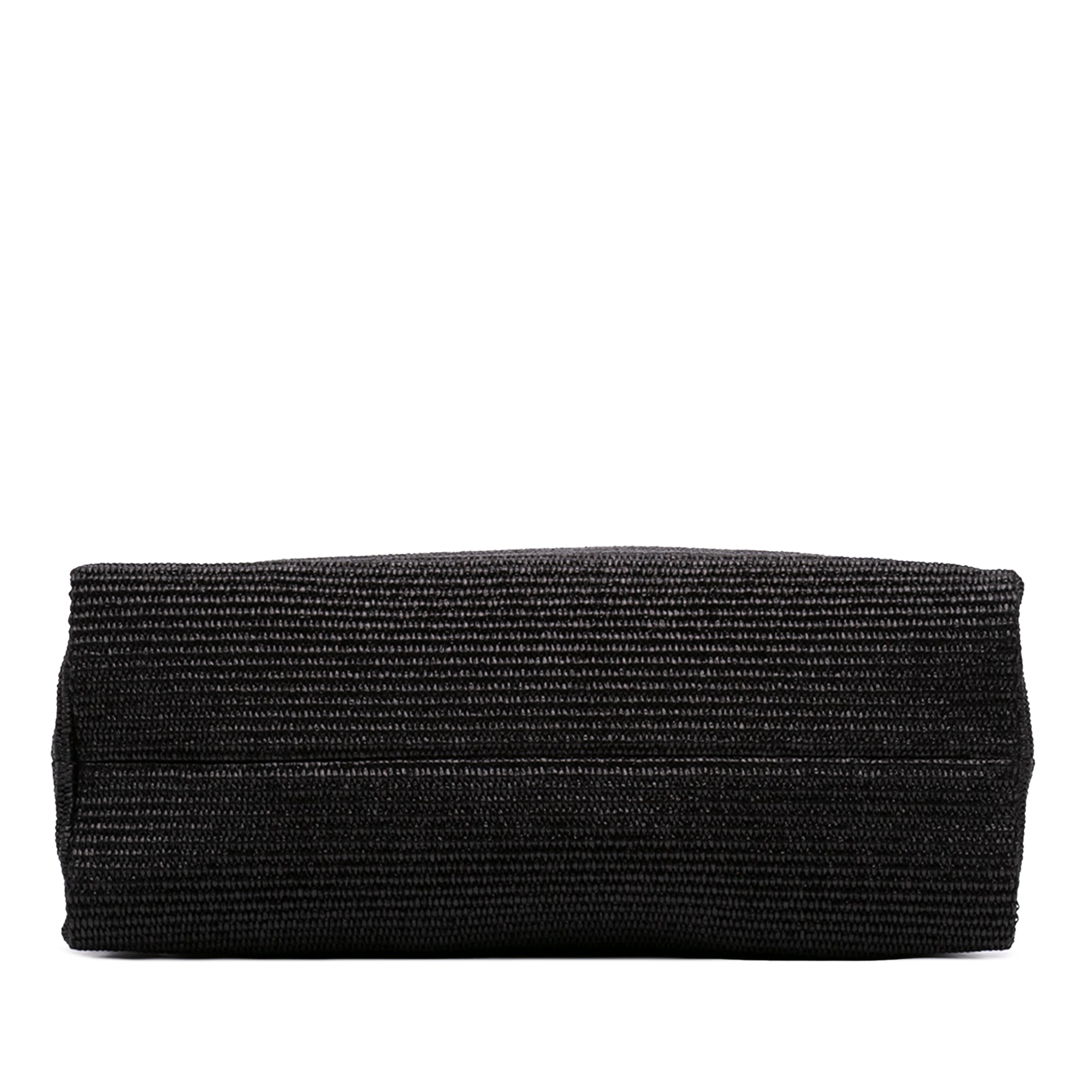 Raffia Effect Nylon Embroidered Logo North West Shopping Tote Black - Lab Luxury Resale