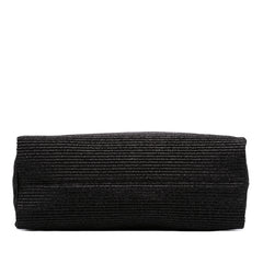 Raffia Effect Nylon Embroidered Logo North West Shopping Tote Black - Lab Luxury Resale