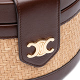 Medium Raffia and Calfskin Triomphe Tambour Vanity Bag Brown - Lab Luxury Resale