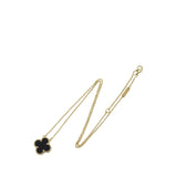 18K Yellow Gold and Onyx Vintage Alhambra Pendant Necklace Gold - Lab Luxury Resale