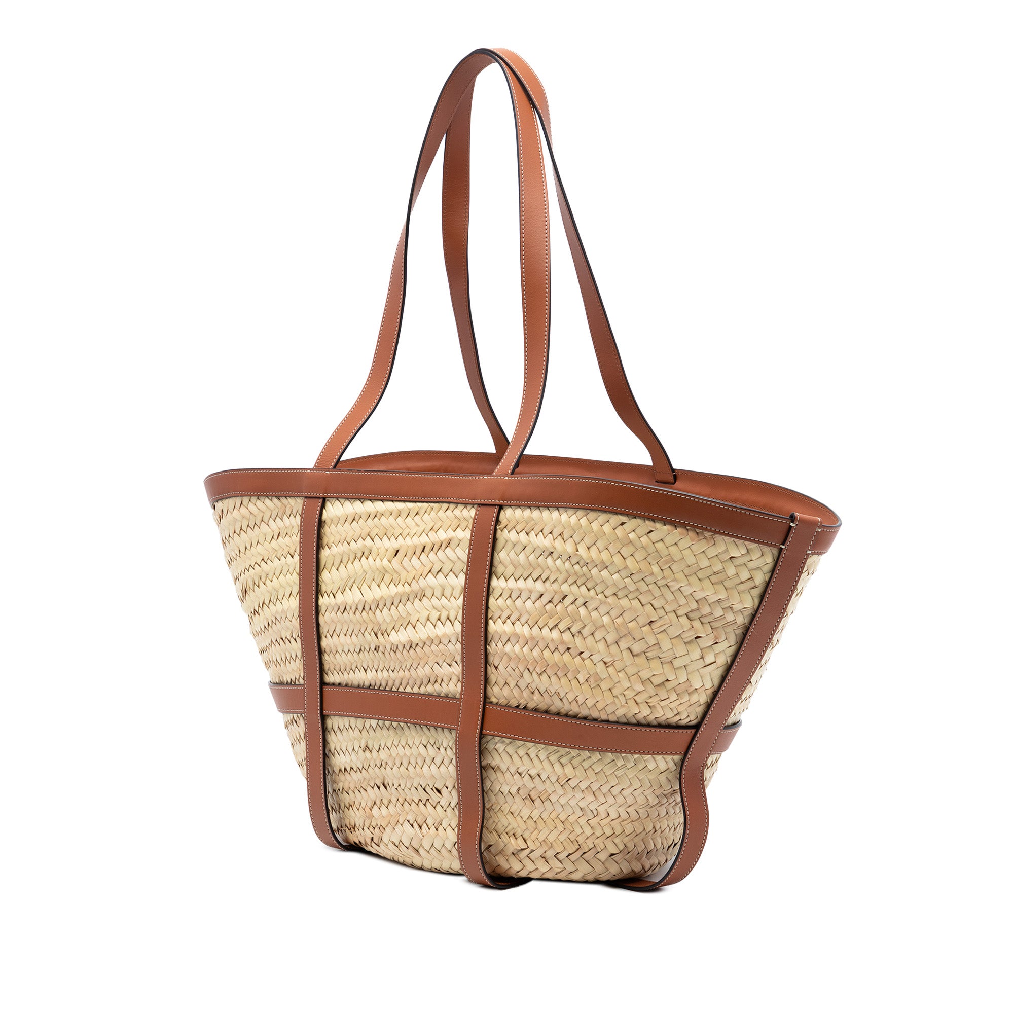 Medium Raffia Gridded Classic Panier Tote Beige - Lab Luxury Resale