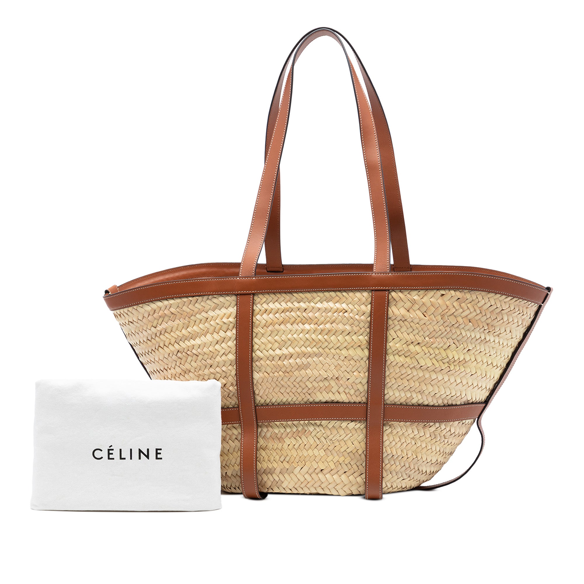 Medium Raffia Gridded Classic Panier Tote Beige - Lab Luxury Resale