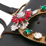 Goatskin Madras Soft Calf Crystal Embellished Crossbody Black - Lab Luxury Resale