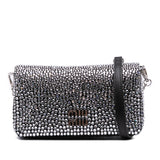 Mini Crystal Embellished Satin Chain Crossbody Black - Lab Luxury Resale