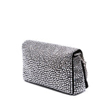 Mini Crystal Embellished Satin Chain Crossbody Black - Lab Luxury Resale