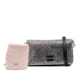 Mini Crystal Embellished Satin Chain Crossbody Black - Lab Luxury Resale